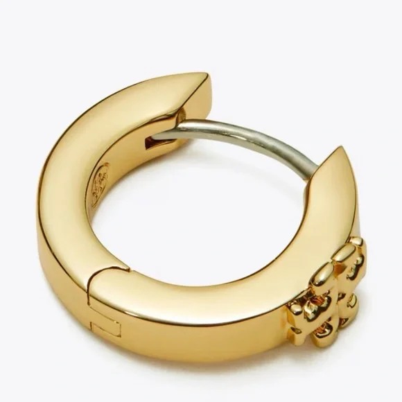 New Auth TORY BURCH ICON HUGGIE EARRINGS in Gold on TB Earring Card - Picture 2 of 12